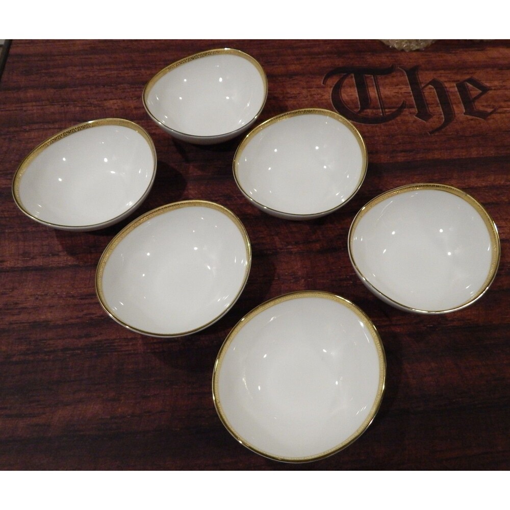 Charter Club Home Grand Buffet Gold Elliptical Oval 5.5” Bowls Set of 6 VG+/EXLT